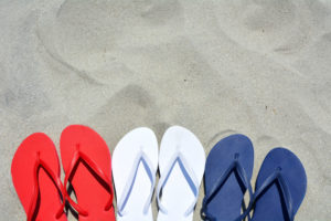 Flip flops red white blue