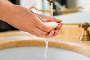 Washing hands with soap